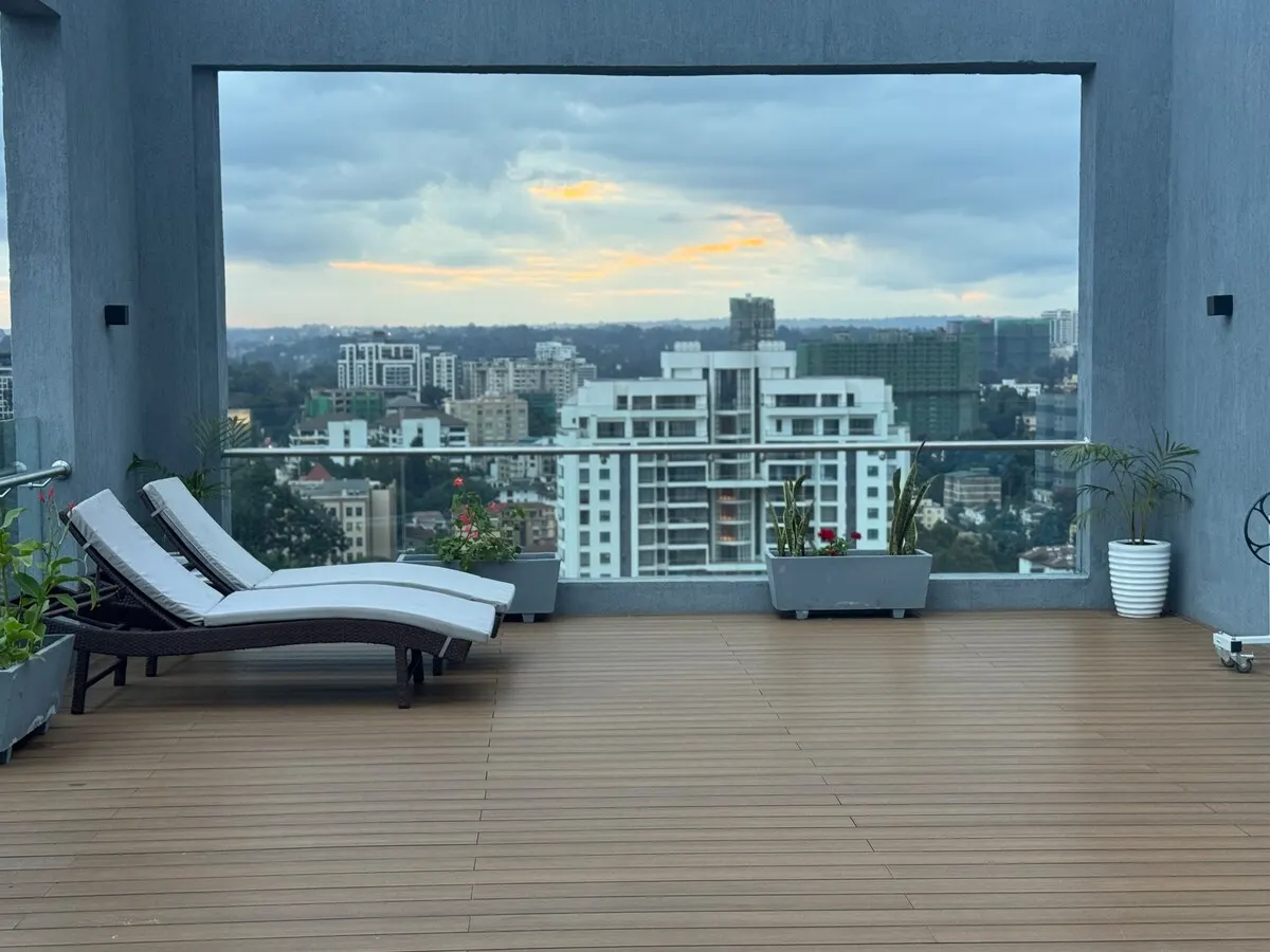 Rooftop terrace with sun loungers